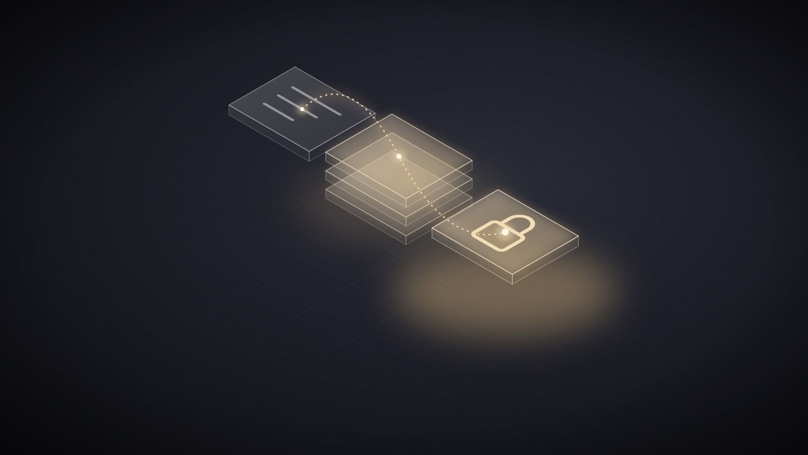 A subscription card, a stack of bundle cards and a locked message card linked by a gold line