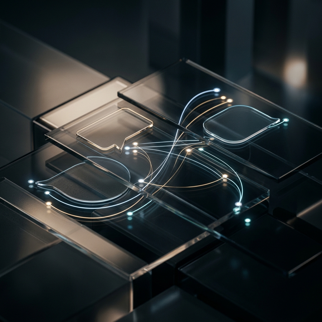 Dialogue bubbles displaying message node connections